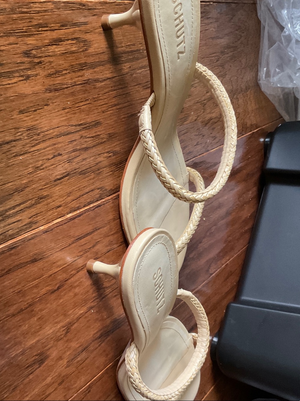 SCHUTZ Braided Double-Strap Slide Sandals in Cream - Picture 2 of 3